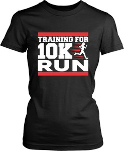 Black T-shirt Mock up with "Training For 10K Run" graphic design on the front, available from the Xpert Apparel Store