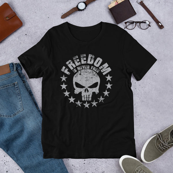 Freedom Is Never Free T-shirt Design - Punisher Skull Stars, Freedom Shirt Never Forget Freedom Is Not Free - xpertapparel