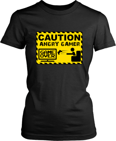 Funny Tee - Caution Angry Gamer- Funny Gamer Tee