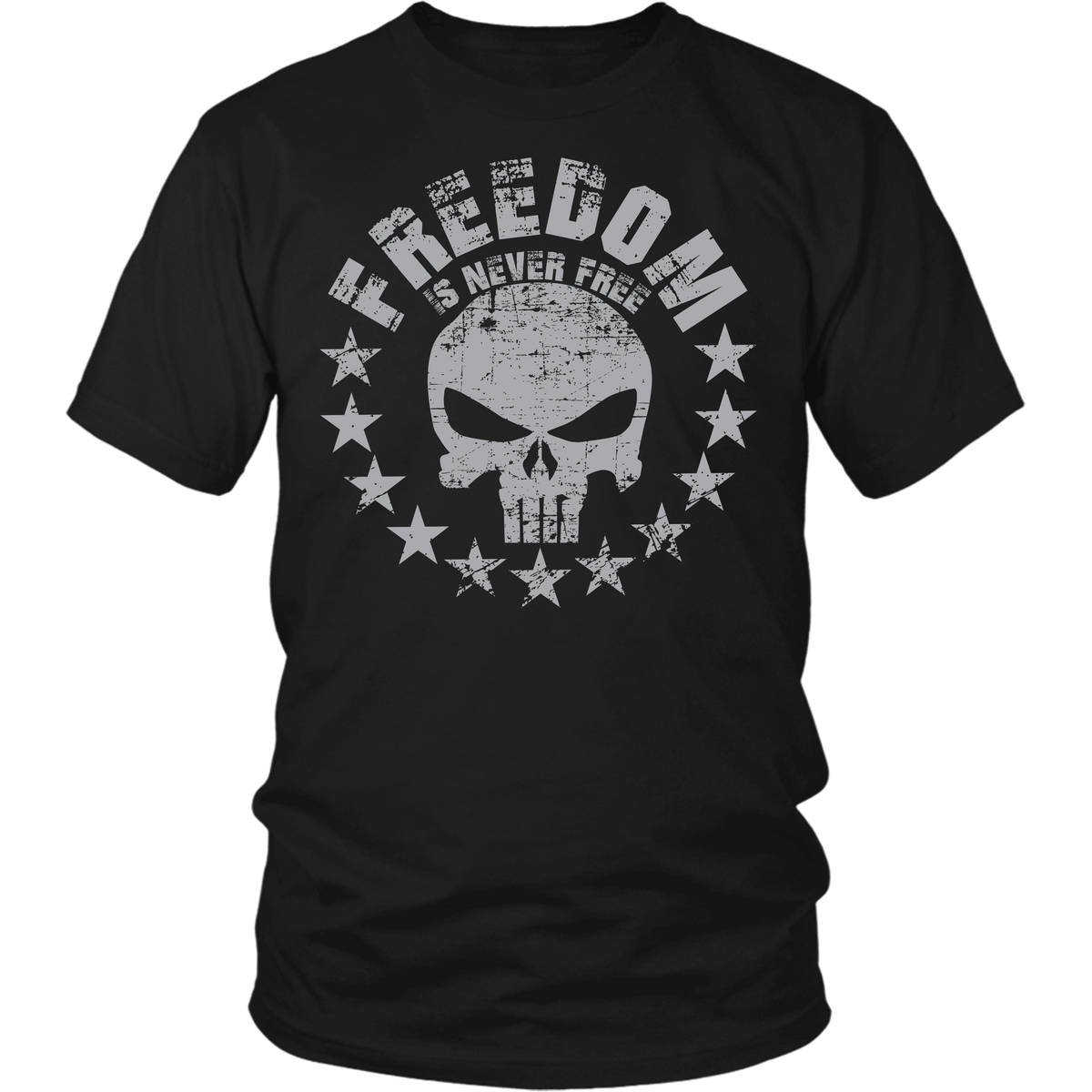 Freedom Is Never Free T-shirt Design - Punisher Skull Stars, Freedom S ...