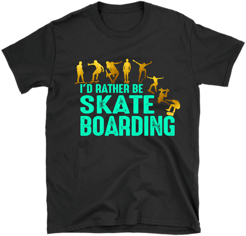 Black Kids T-shirt mock-up with I'd Rather be Skate Boarding design on the front available from the Xpert Apparel Store