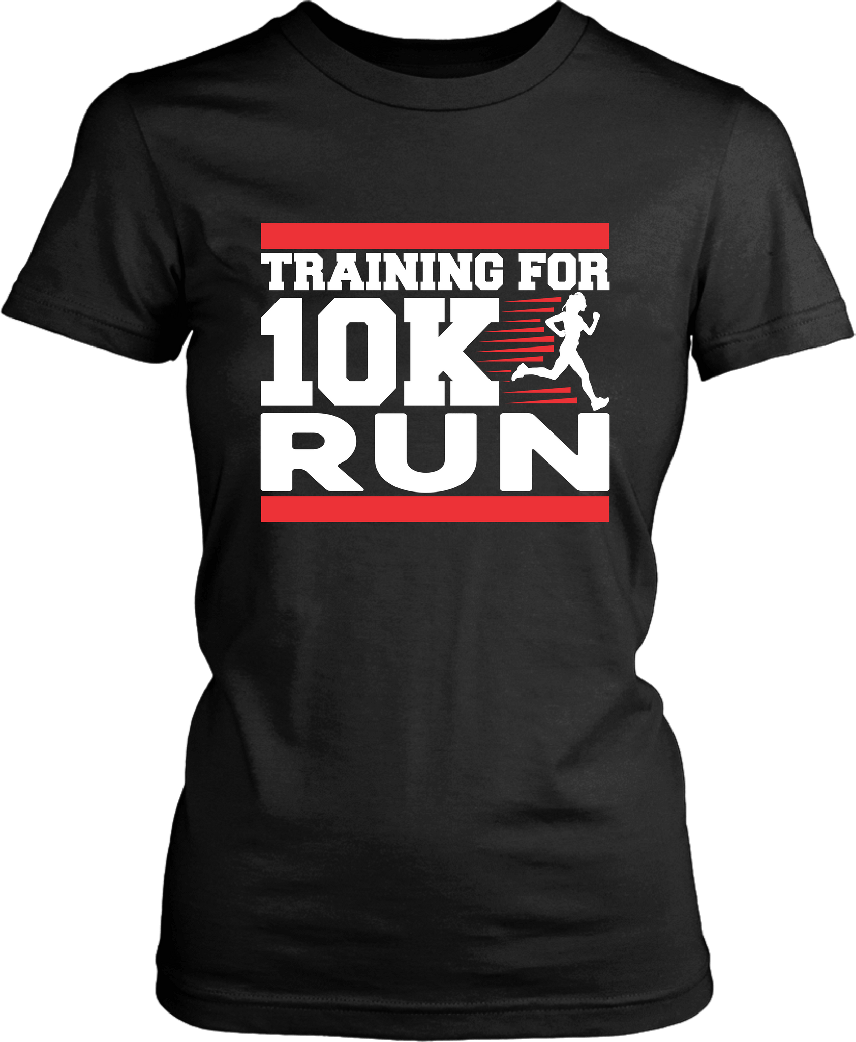 Black T-shirt Mock up with "Training For 10K Run" graphic design on the front, available from the Xpert Apparel Store