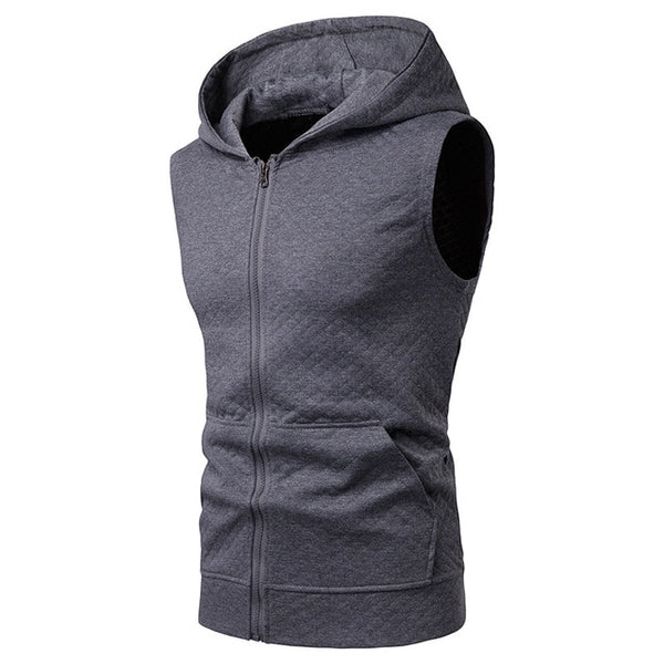 Hooded Tank Top Summer New Bodybuilding Zipper Sleeveless Hooded Vest Hip Hop Casual Slim Fit Clothing XXL