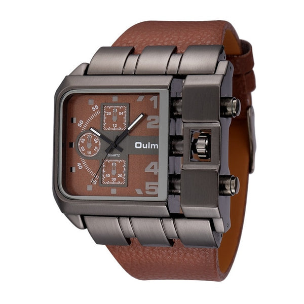 Oulm 3364 Casual Wristwatch Square Dial Wide Strap Men's Quartz Watch Luxury Brand Male Clock Super Big Men Watches - xpertapparel