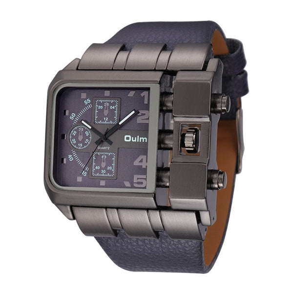Oulm 3364 Casual Wristwatch Square Dial Wide Strap Men's Quartz Watch Luxury Brand Male Clock Super Big Men Watches - xpertapparel